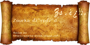 Zsurka Árpád névjegykártya